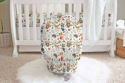 Woodland animals car seat cover, Forest nursing cover - Magical Forest