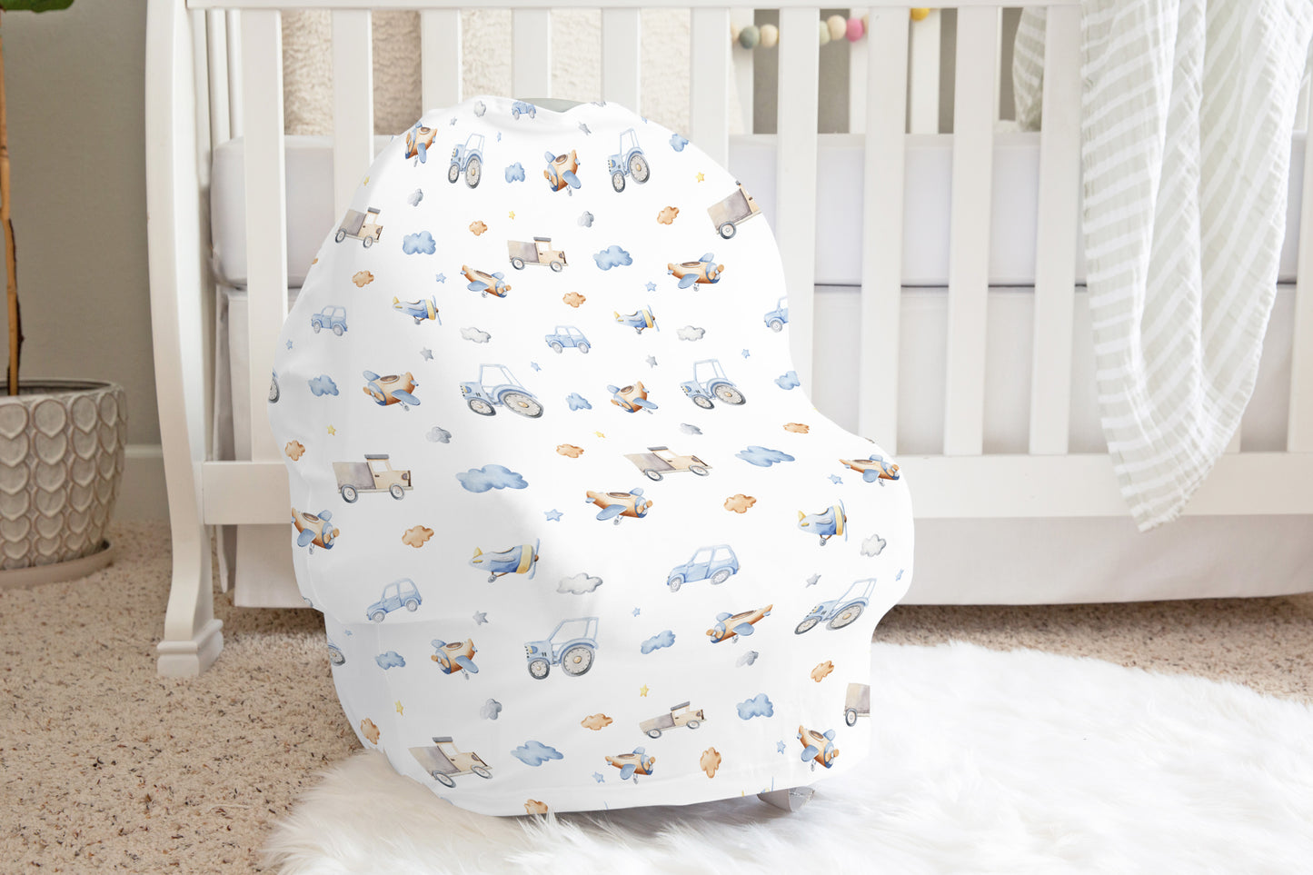 Transport Vehicles Car Seat Cover, Transport nursing cover - Blue Transportation