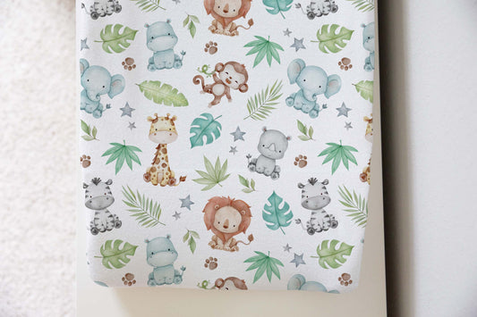 Safari Baby Changing Pad Cover, Jungle animals changing pad - Cute safari