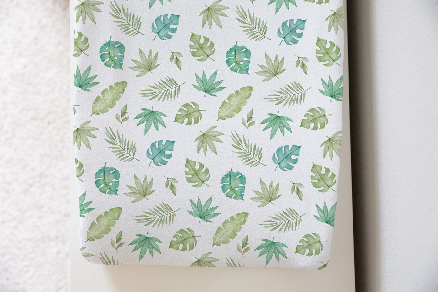 Tropical leaves Changing Pad Cover, Safari nursery decor - Cute Safari