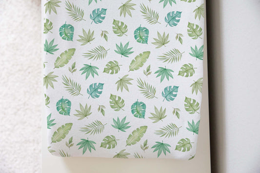 Tropical leaves Changing Pad Cover, Safari nursery decor - Cute Safari