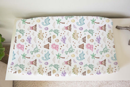 Dinosaur changing pad cover, Girl dinosaur nursery - Pink Jurassic