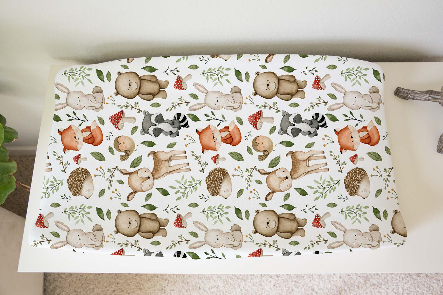 Woodland changing pad cover, Forest animals changing pad - Magical Forest