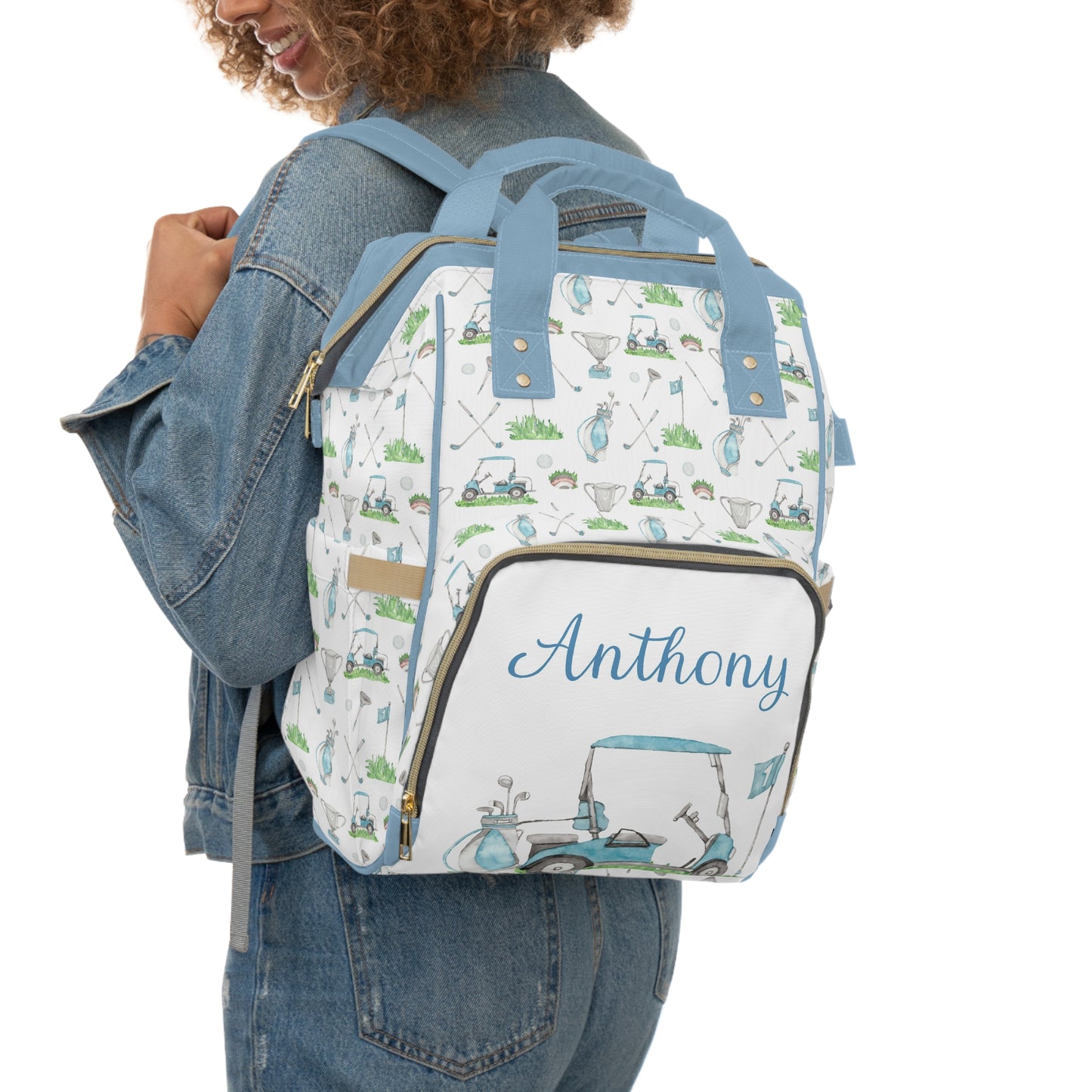 Personalized Blue Golf diaper bag | Sports baby backpack - Little Golfer