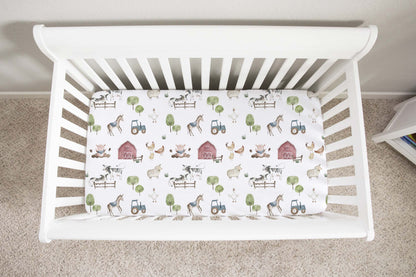 Farm Crib Sheet, Farm nursery bedding - Farm Adventure