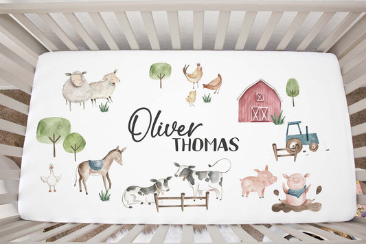 Personalized Farm Crib Sheets - Farm Nursery bedding - Farm Adventure