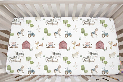 Farm Crib Sheet, Farm nursery bedding - Farm Adventure