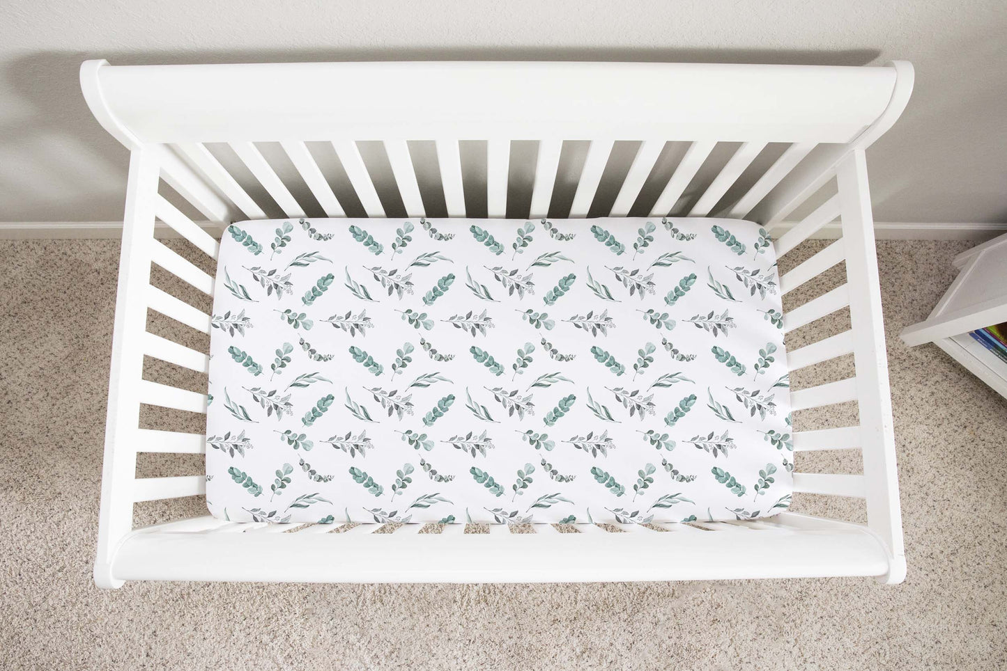 Greenery crib sheet, Eucalyptus nursery bedding - Greenery Woodland