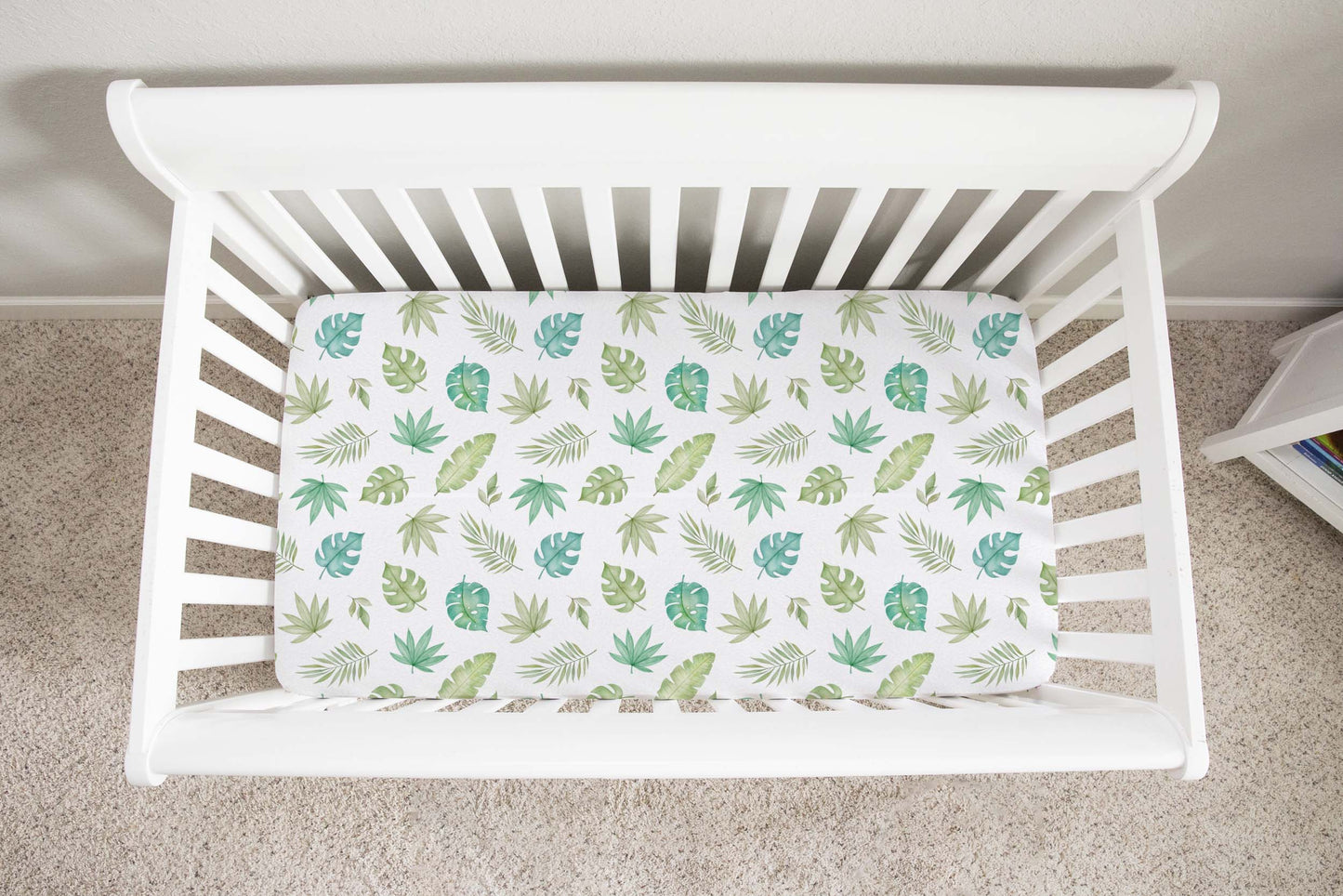 Tropical leaves Crib Sheet, Safari Nursery Bedding - Cute safari