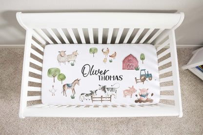 Personalized Farm Crib Sheets - Farm Nursery bedding - Farm Adventure