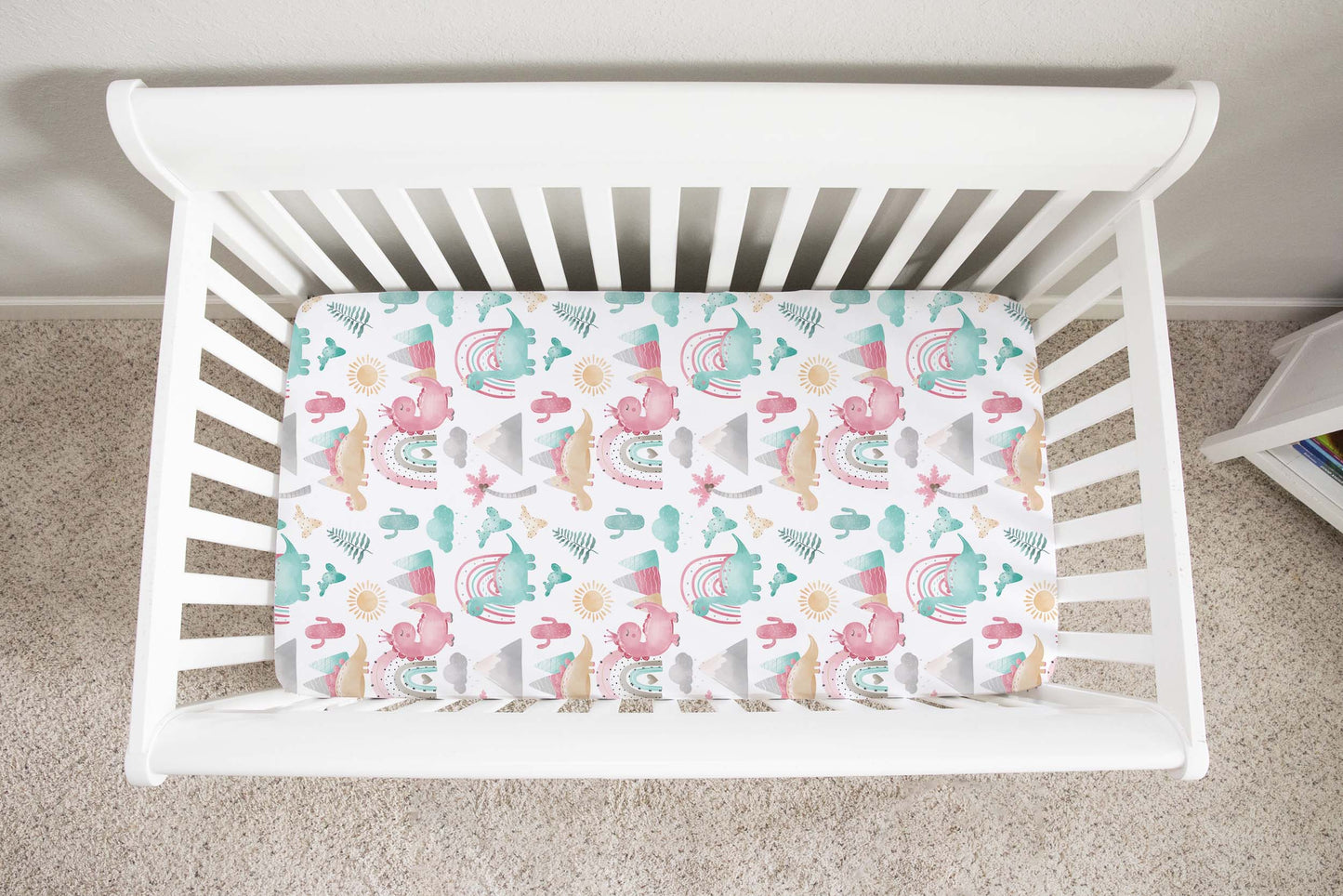 Pink dinosaur Crib Sheet, Dinosaurs Nursery Bedding - Pink dinosaur