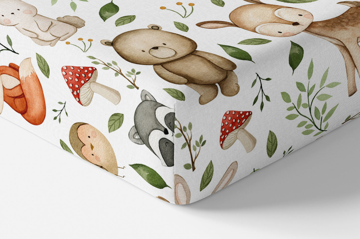 Woodland animals Crib Sheet, Forest nursery bedding - Magical forest