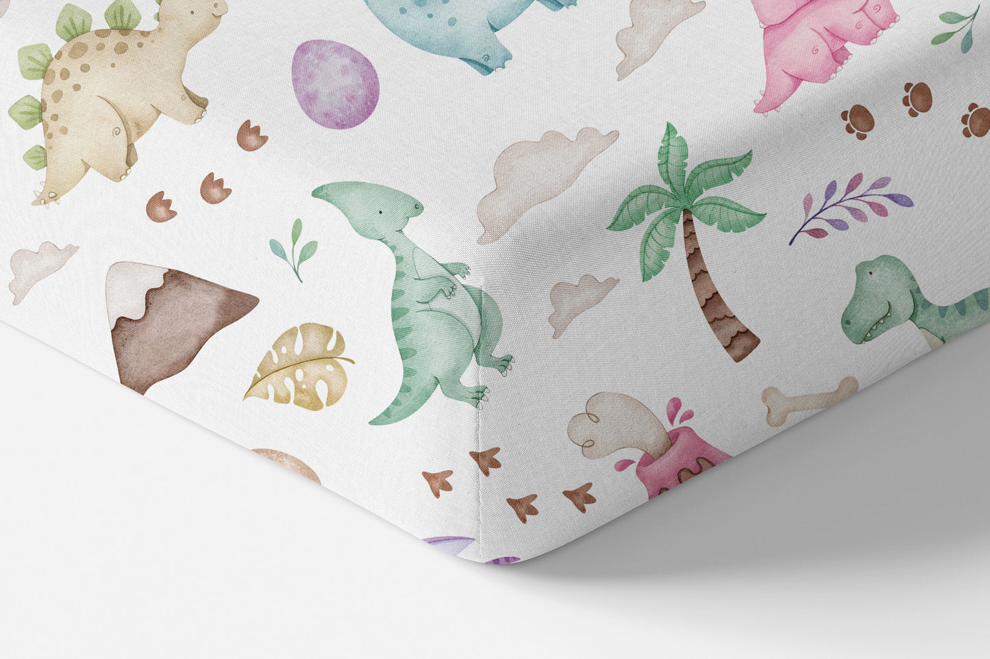 Pink Dinosaur crib sheet, Girl dinosaur nursery bedding - Pink Jurassic