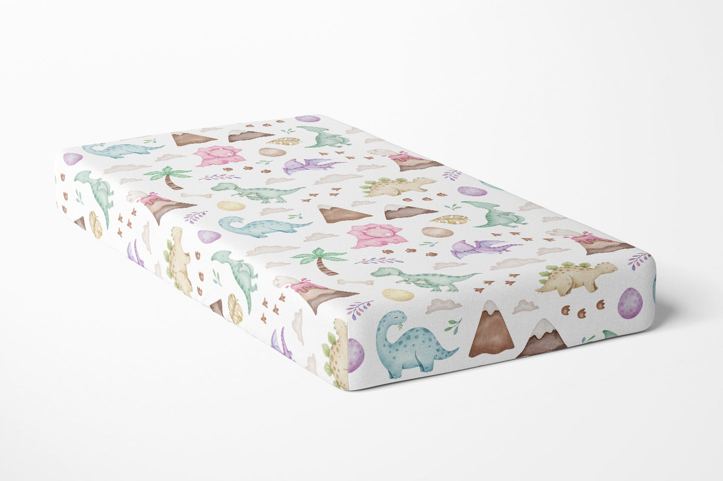 Pink Dinosaur crib sheet, Girl dinosaur nursery bedding - Pink Jurassic