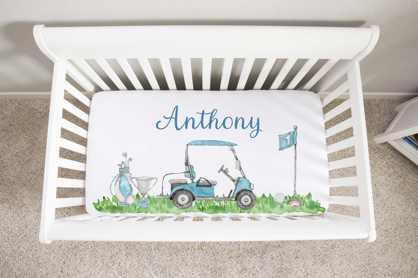 Personalized Golf Crib Sheet, Golf nursery bedding - Little golfer