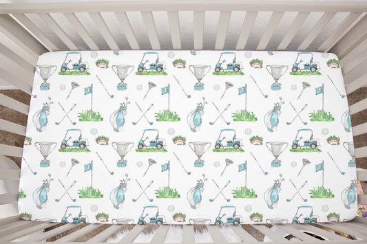 Golf crib sheet, Sports crib bedding - Little golfer