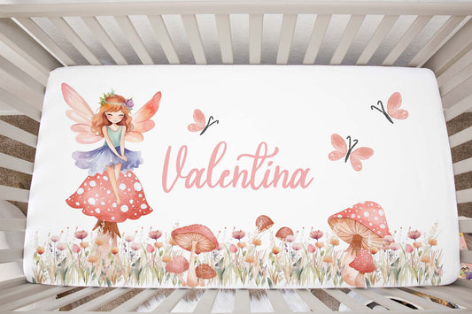 Personalized Fairy crib sheet, Magical garden crib bedding, Fairy Garden