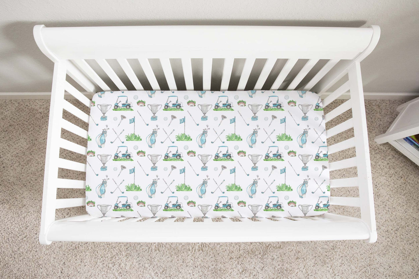 Golf crib sheet, Sports crib bedding - Little golfer