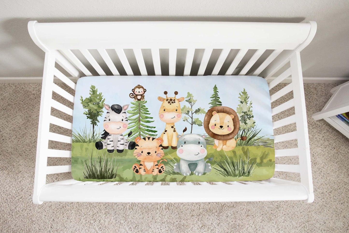 Safari crib sheet, Jungle crib bedding - Safari Explorer