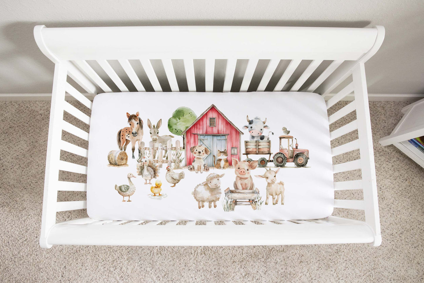 Farm Crib sheet, Farm nursery bedding - Happy Ranch