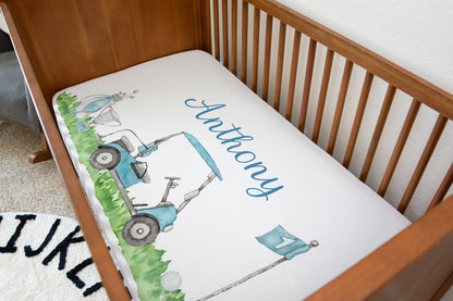 Personalized Golf Crib Sheet, Golf nursery bedding - Little golfer