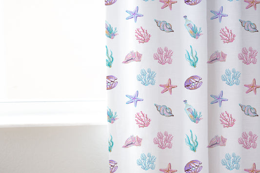 Under the sea Curtain, Single Panel, Shells curtain - Pink Mermaid