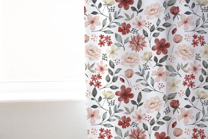 Peonies Curtain, Single Panel, Floral curtains for girl - Peonies Garden