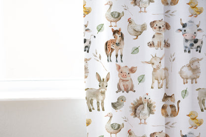 Farm animals Curtain, Single Panel, Gender-neutral farm nursery decor