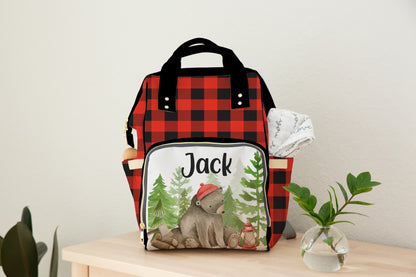 Personalized Bear diaper bag | Lumberjack baby backpack -