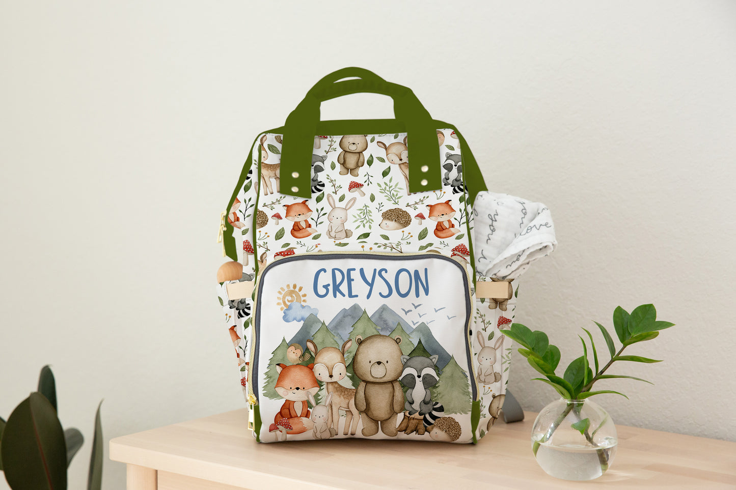 Personalized Woodland animals diaper bag | Forest baby backpack - Magical Forest