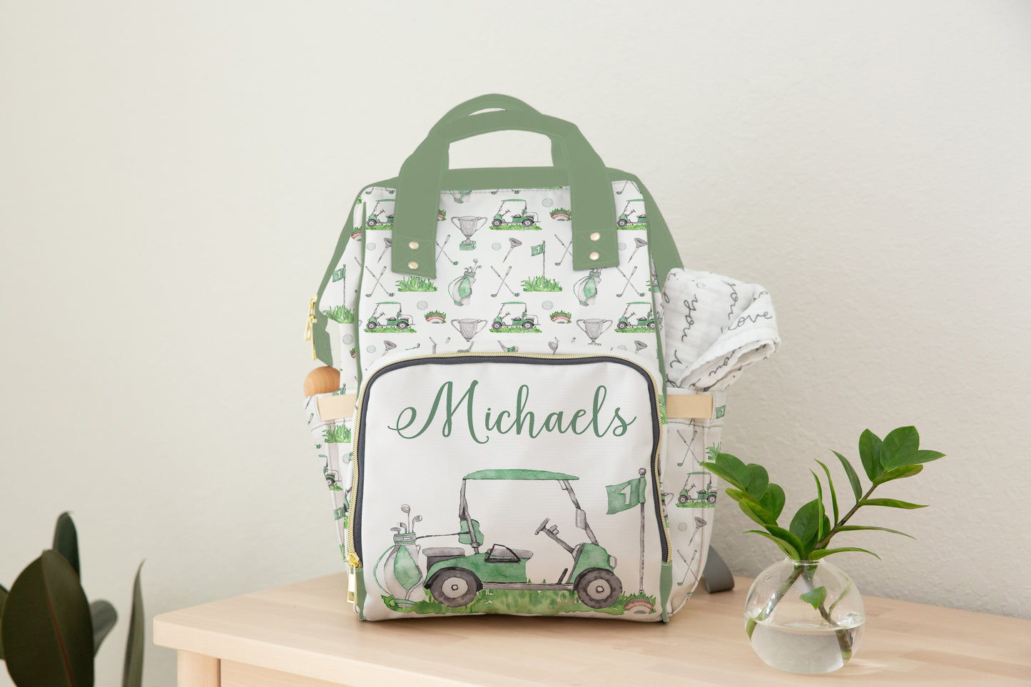 Personalized Green Golf diaper bag | Sports baby backpack - Green Golf