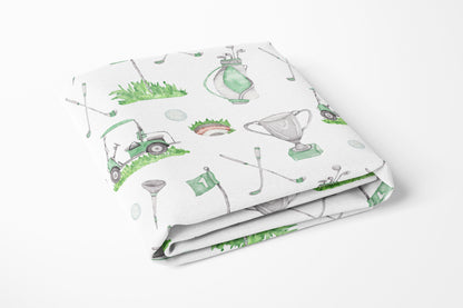 Green golf crib sheet, Sports nursery bedding - Green Golf