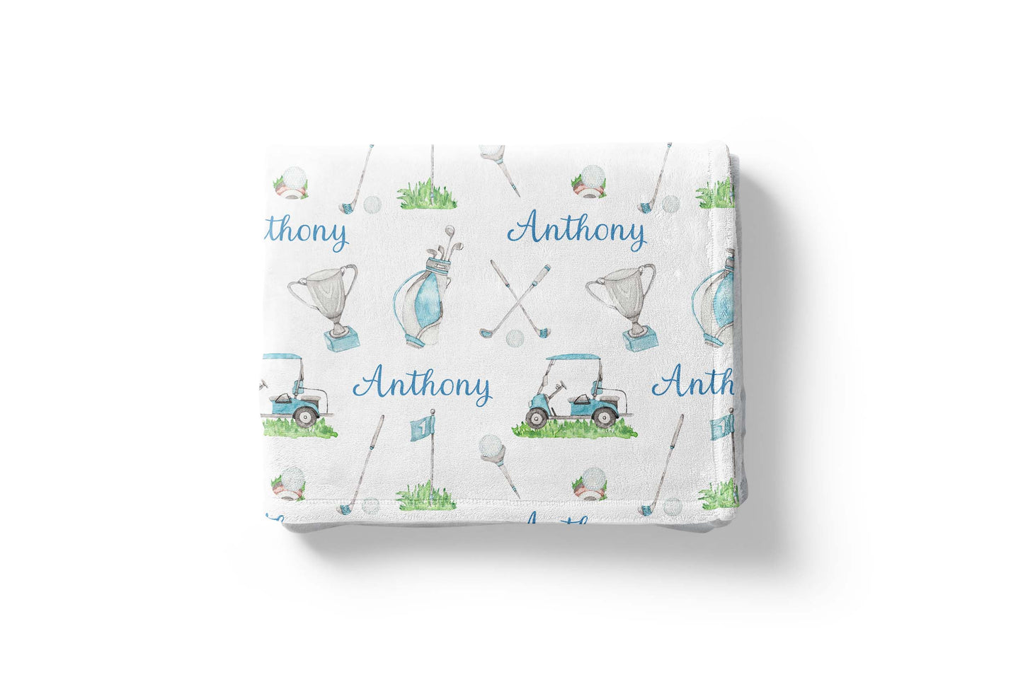 Personalized Golf baby blanket, Sports Crib bedding - Little Golfer