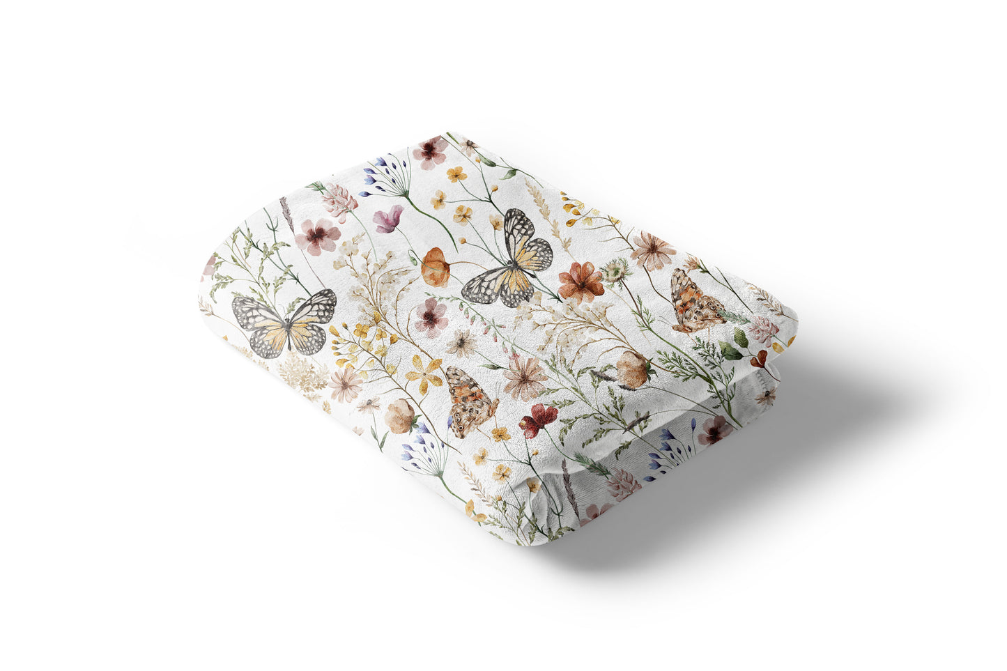 Wildflowers blanket, Boho floral nursery bedding - Butterfly garden