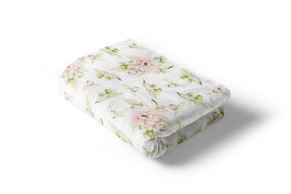 Pink floral blanket, Floral nursery bedding - Magical Unicorn