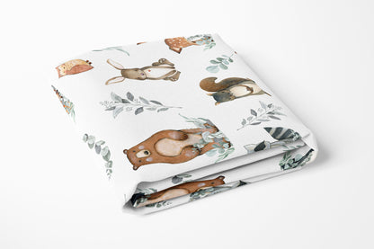 Woodland animals crib sheet Crib Sheet, Woodland nursery bedding - Greenery Woodland