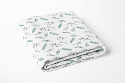 Greenery crib sheet, Eucalyptus nursery bedding - Greenery Woodland