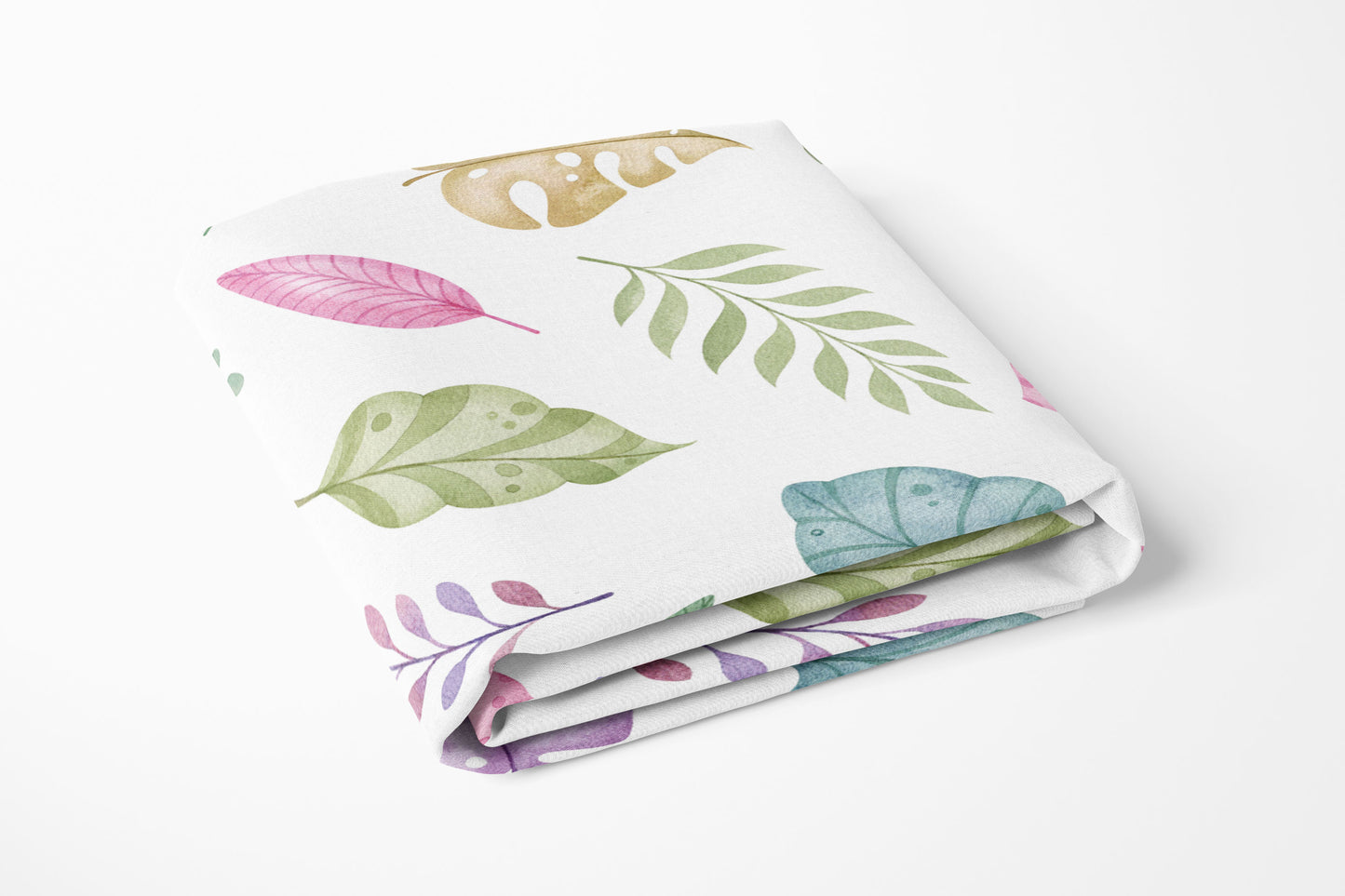 Tropical leaves crib sheet, Girl dinosaur nursery bedding - Pink Jurassic