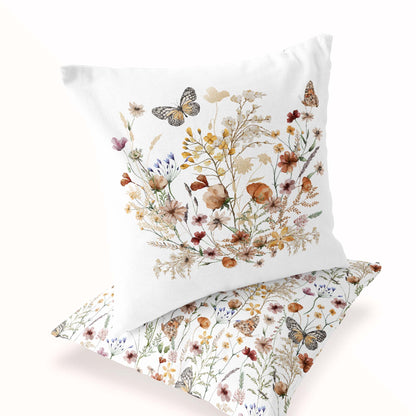 Wildflowers Faux Suede Pillow Case, Wild flower nursery bedding - Butterfly Garden