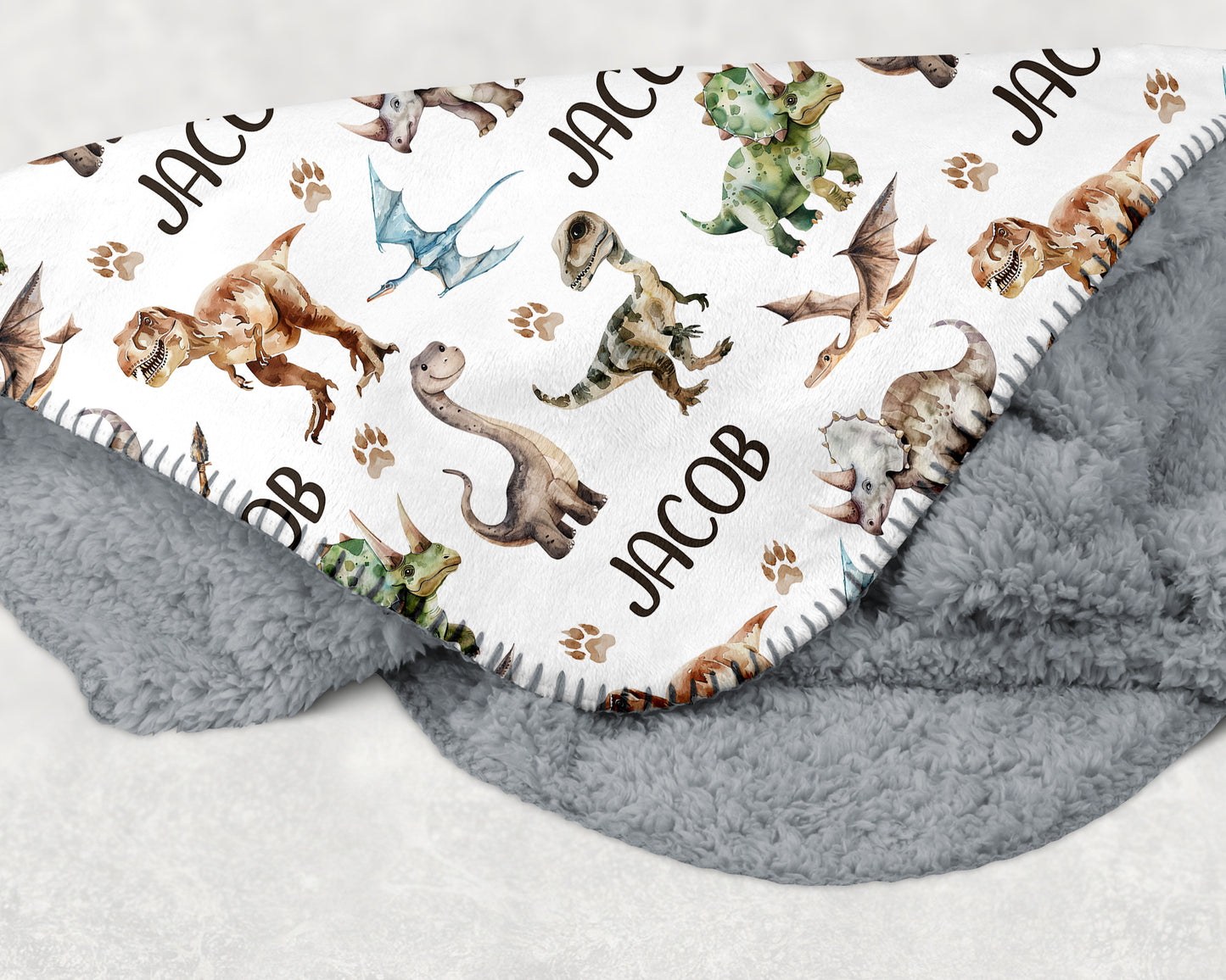 Personalized Dinosaur blanket, Dinosaur nursery bedding