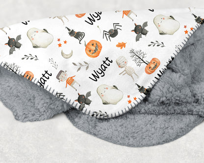 Personalized Halloween blanket, Halloween nursery bedding