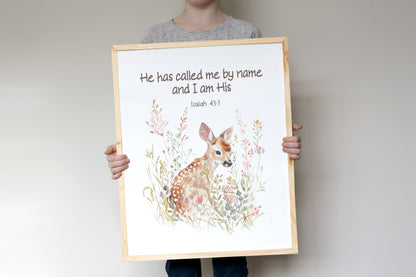 Bible verse, PRINTABLE Deer Wall Art, Bible verse Nursery Print