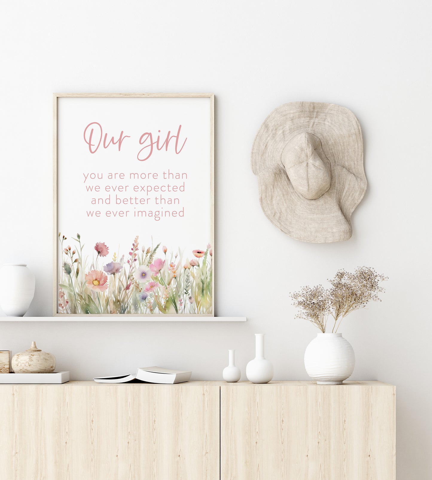 Our girl nursery print, Wildflowers nursery art