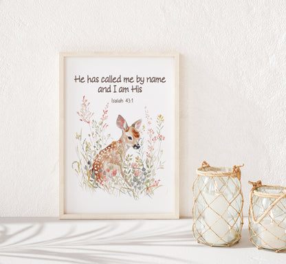 Bible verse, PRINTABLE Deer Wall Art, Bible verse Nursery Print