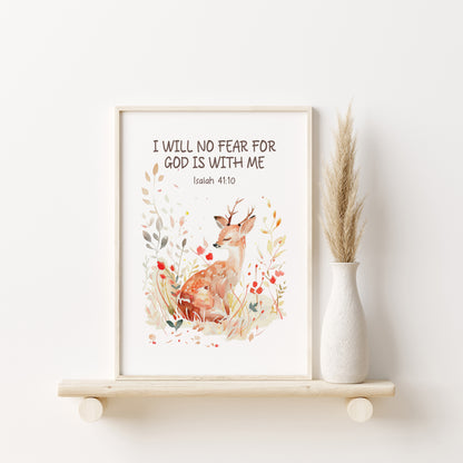 Bible verse, PRINTABLE Deer Wall Art, Bible verse Nursery Print