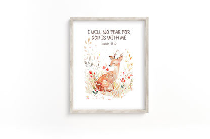 Bible verse, PRINTABLE Deer Wall Art, Bible verse Nursery Print