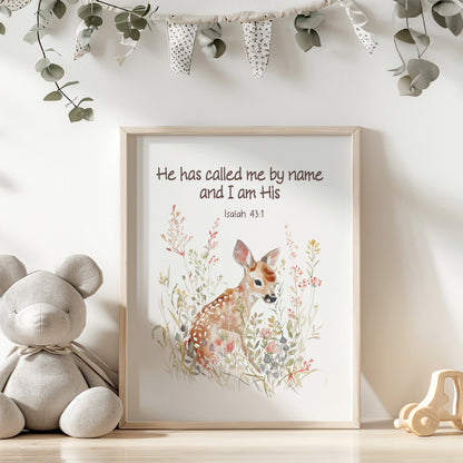 Bible verse, PRINTABLE Deer Wall Art, Bible verse Nursery Print