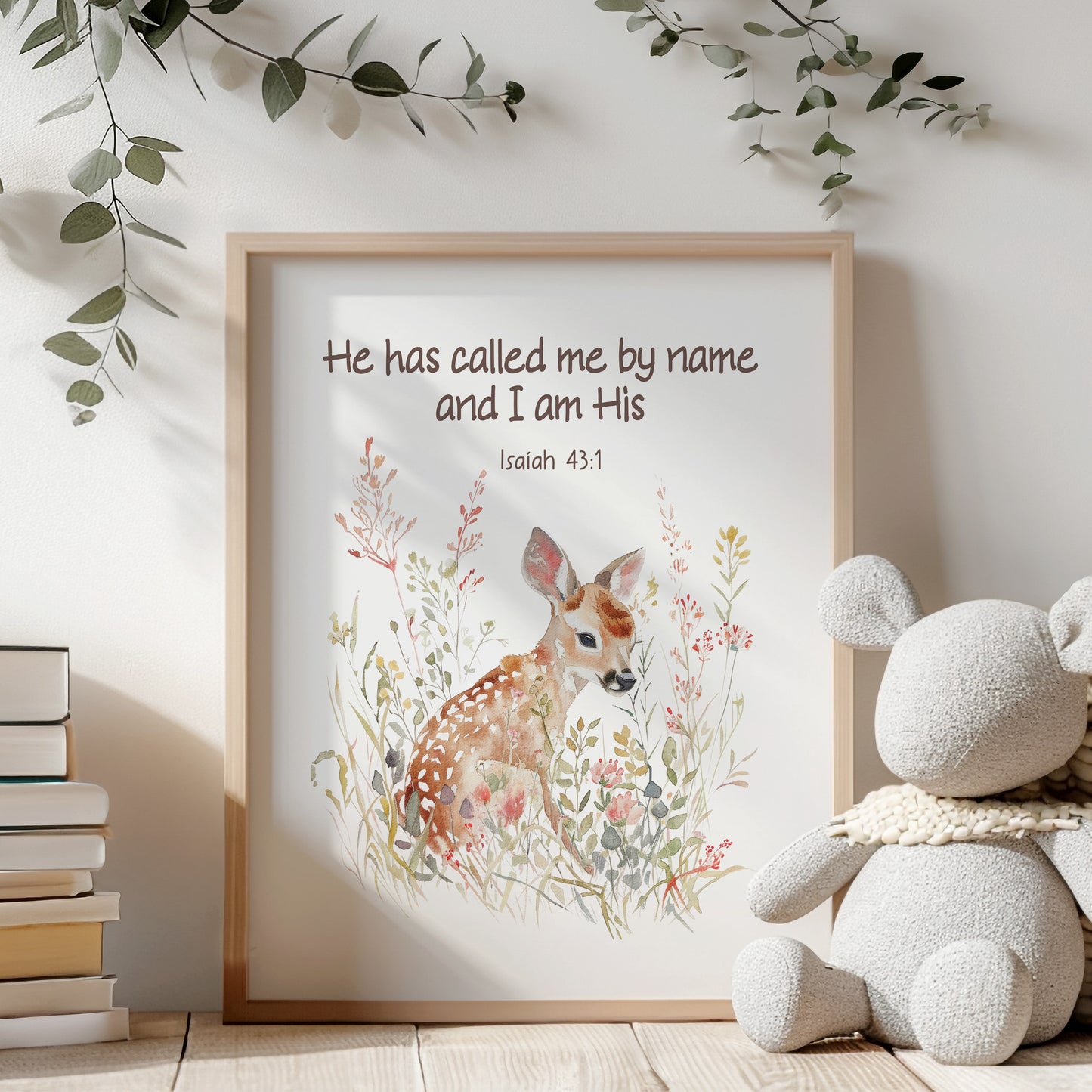 Bible verse, PRINTABLE Deer Wall Art, Bible verse Nursery Print