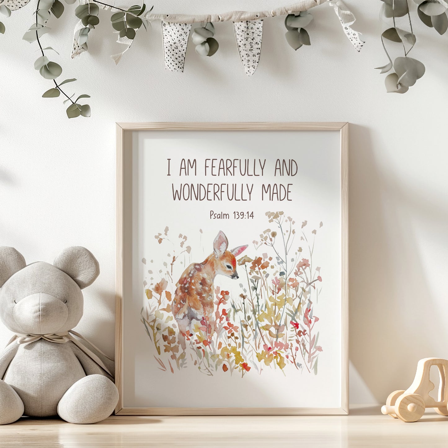 Bible verse, PRINTABLE Deer Wall Art, Bible verse Nursery Print