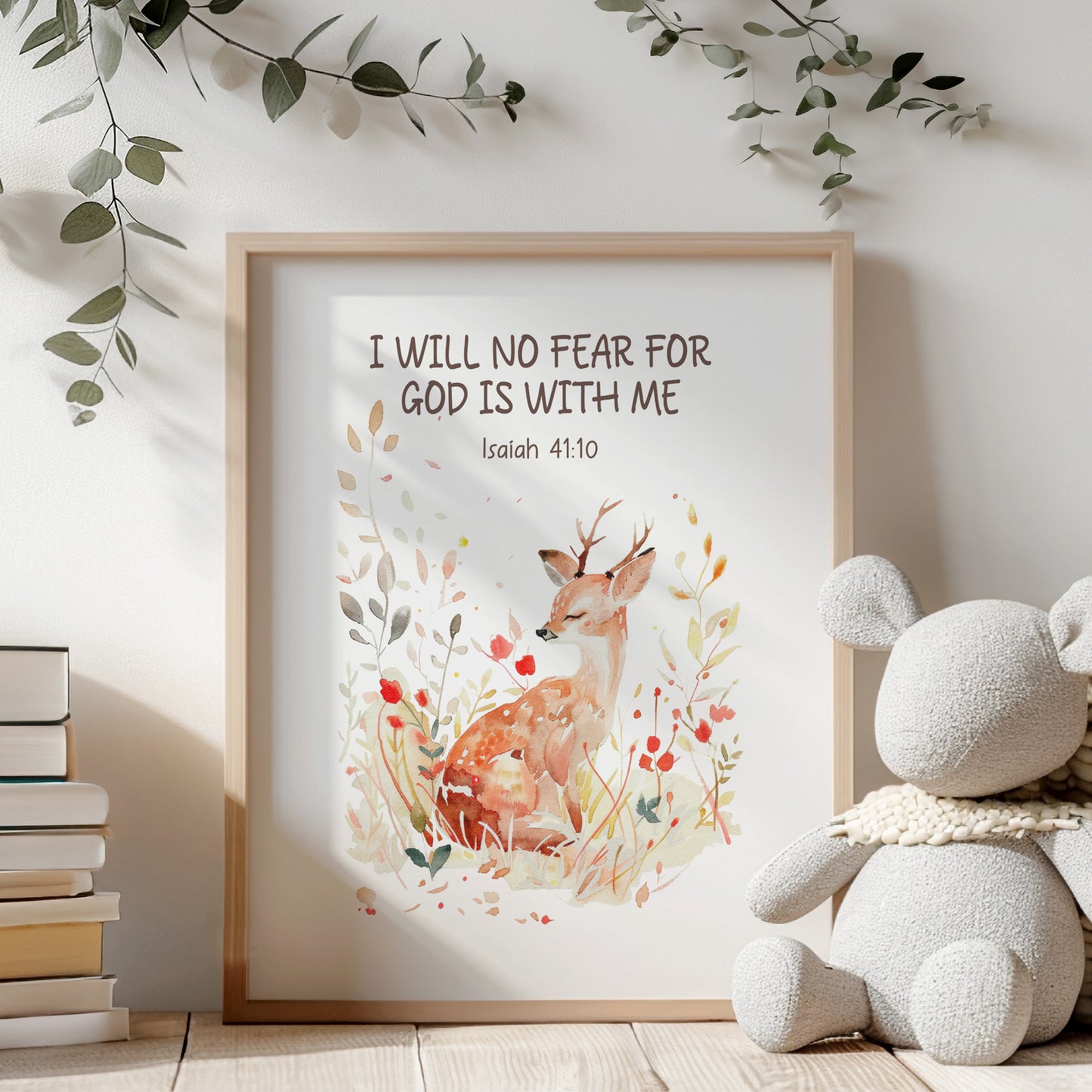 Bible verse, PRINTABLE Deer Wall Art, Bible verse Nursery Print